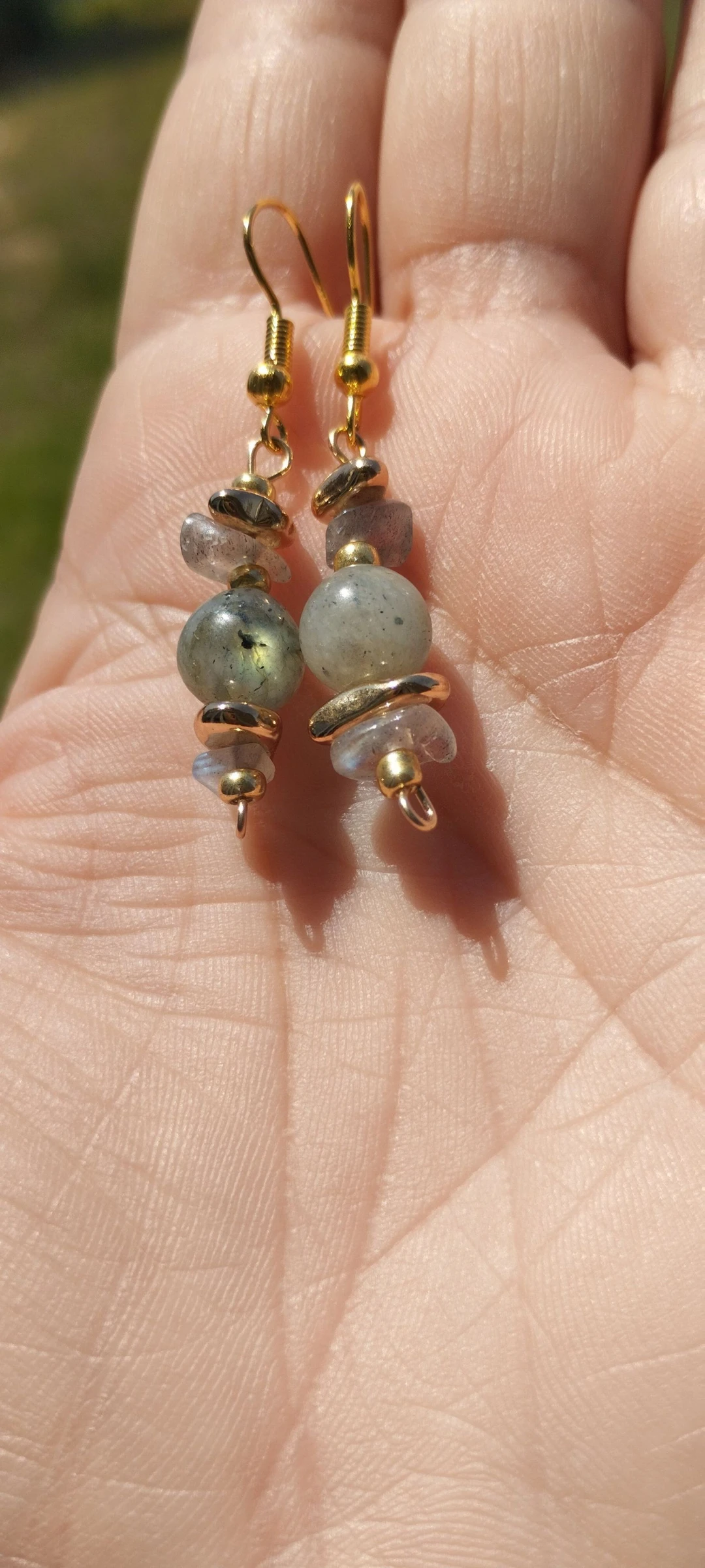 🧿🎁🪨Beautiful Labradorite and Hematite Earrings Gold Plated🪨🎁🧿 – photo 7
